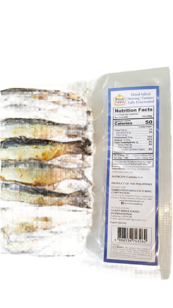Barrio Fiesta Dried Salted Herring (Tunsoy) Eviscerated 227g (8oz)