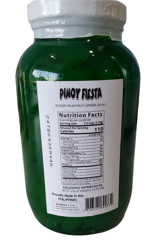 Pinoy Fiesta Sugar Palm Fruit (kaong) Green (BIG) 24oz
