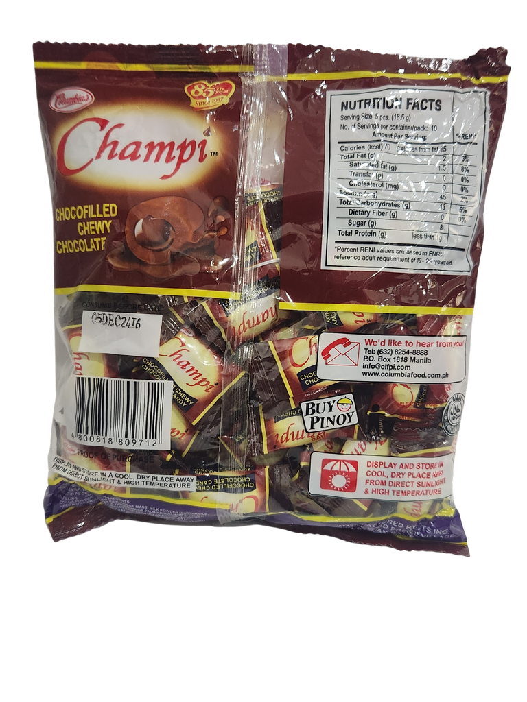 Columbia's Champi Choco-Filled Chewy Chocolate 5.82oz (165g)