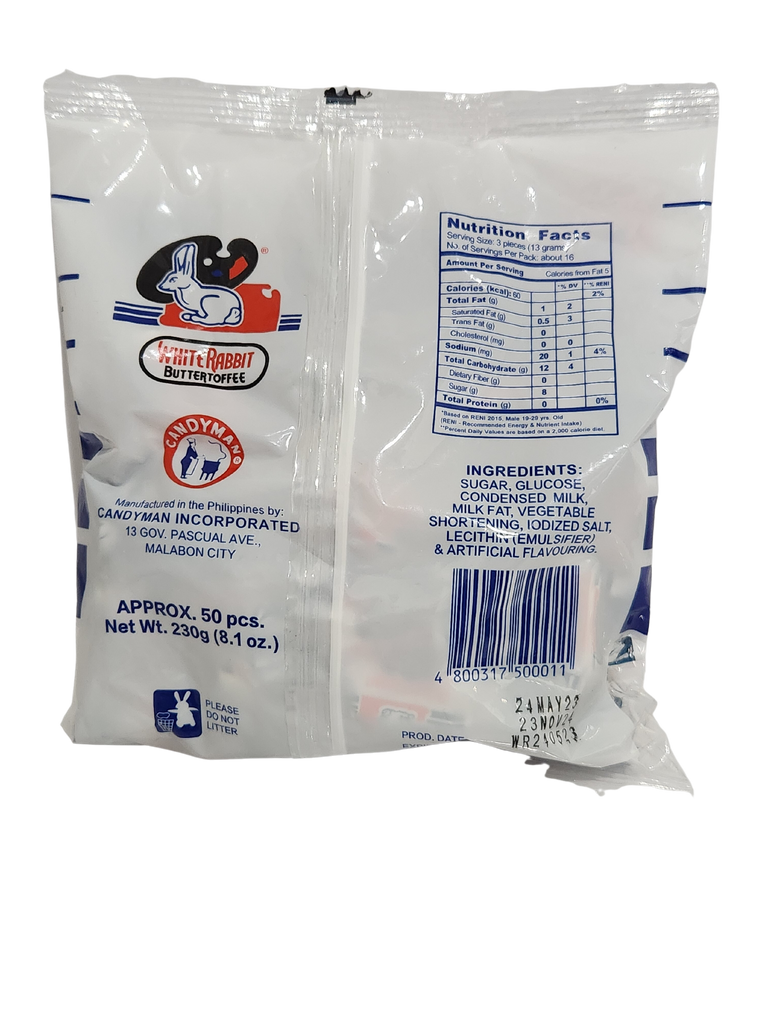 CandyMan White Rabbit Butter Toffee Candy 8.1oz – Creamy & Chewy Treat ...