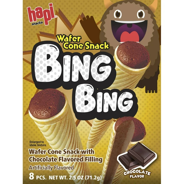 Hapi Snacks Bing Bing Wafer Cone Snack Chocolate 2.5oz (71.2g)