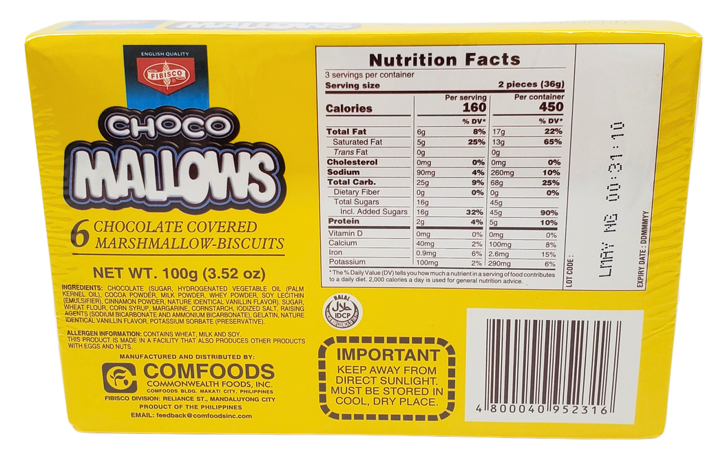Fibisco Choco Mallows 100g – Chocolate-Covered Filipino Snack Treat ...