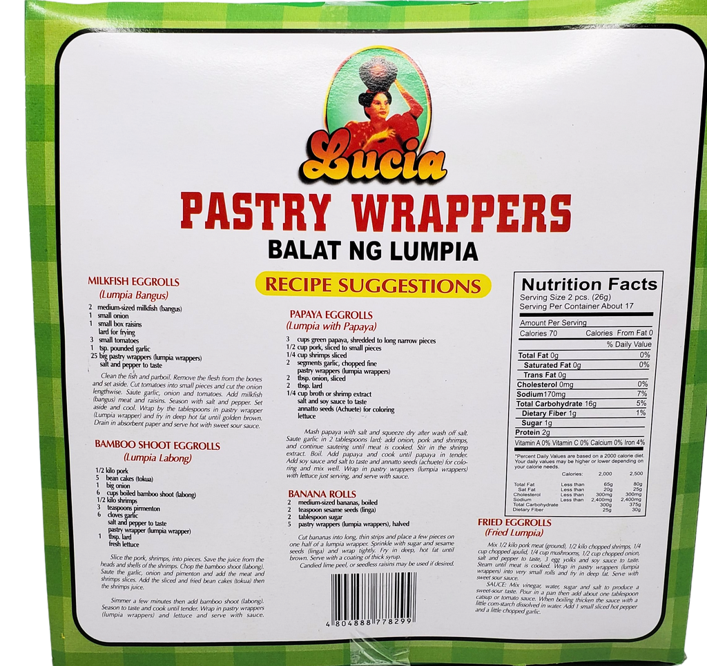 Lucia Pastry Wrappers (Balat ng Lumpia) 16oz (1lbs) 454g