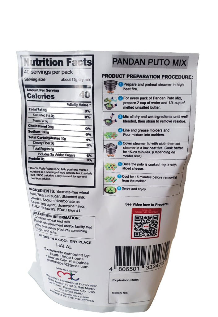 Miguelitos Instant Puto Pandan Mix 1.1lbs (500g)