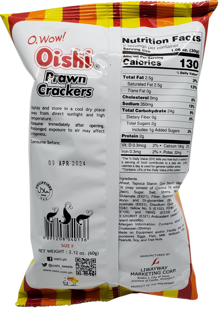 Oishi Prawn Crackers REGULAR (SMALL) 2.12oz (60g)