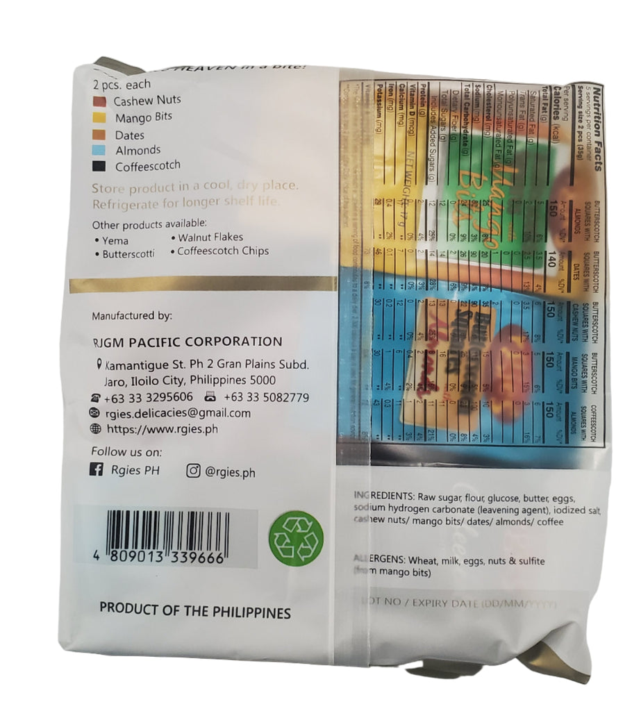 Rgies Assorted Butter Scotch Squares 175gms