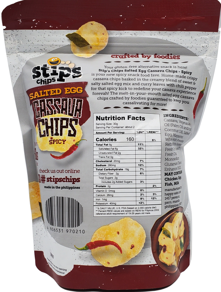Stips Salted Egg Cassava Chips Spicy 60g (SMALL)