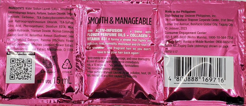 Sunsilk Shampoo (PINK) SMOOTH AND MANAGEABLE (sachet) 15mL