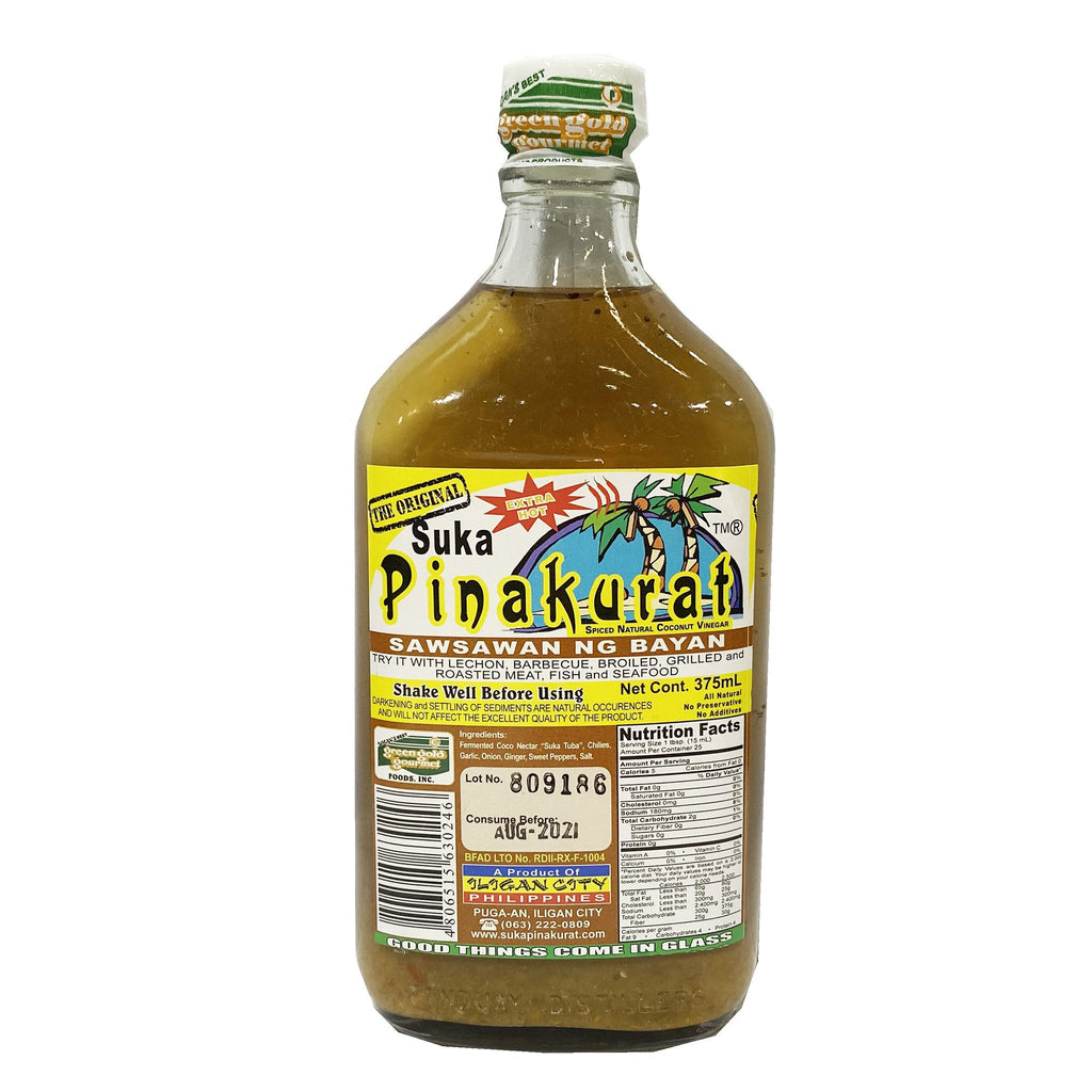 Green Gold Gourmet Pinakurat (BIG) Spiced Natural Coconut Vinegar 12.68oz (375ml)
