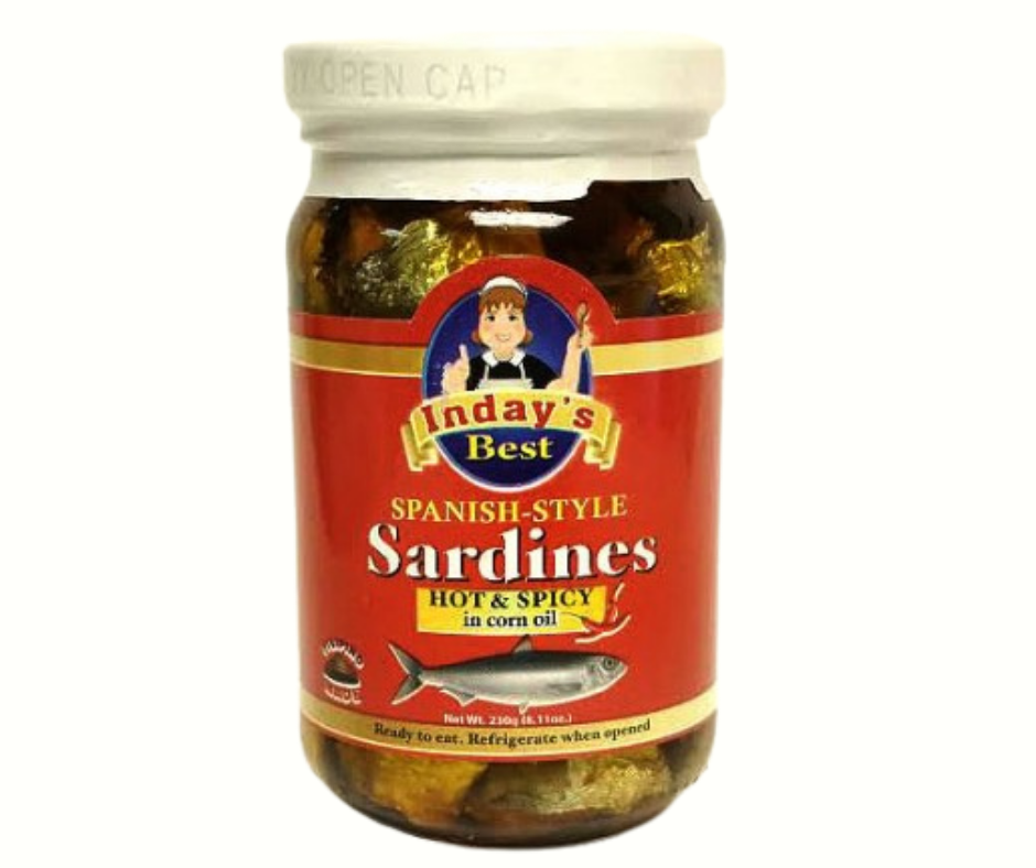 Inday's Best Spanish Style Sardines Hot&Spicy in Corn Oil 230g
