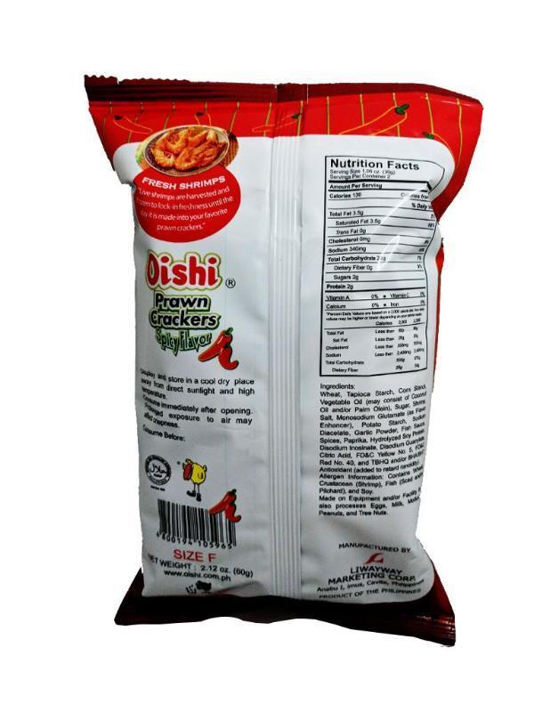 Oishi Prawn Crackers (Spicy) SMALL (2.2oz) 60g